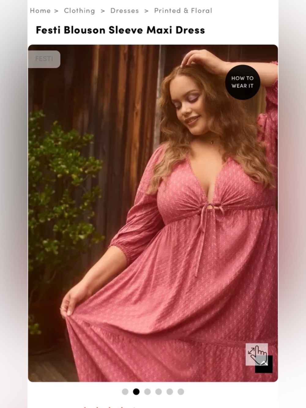 Festi Blouson Sleeve Maxi Dress - Dusty Rose - Picture 3 of 10